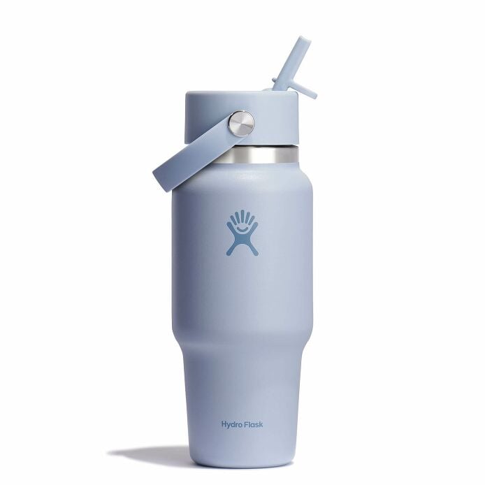 24 oz Wide Mouth Travel Bottle with Flex Straw Cap + Straw Cleaning Set