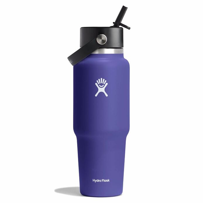 32 oz Wide Mouth Travel Bottle with Flex Straw Cap + Straw Cleaning Set