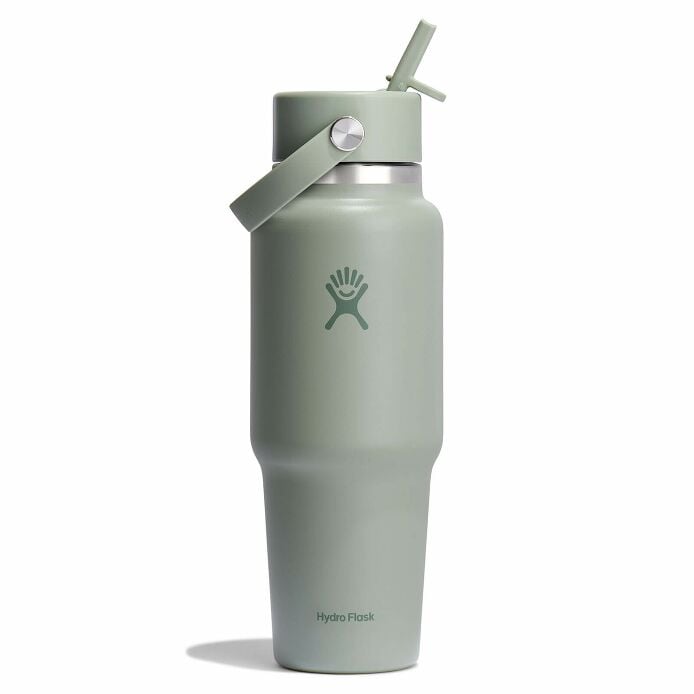 32 oz Wide Mouth Travel Bottle with Flex Straw Cap - Fossil