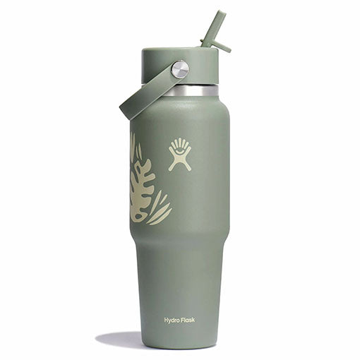 32 oz Wide Mouth Travel Bottle with Flex Straw Cap + Straw Cleaning Set