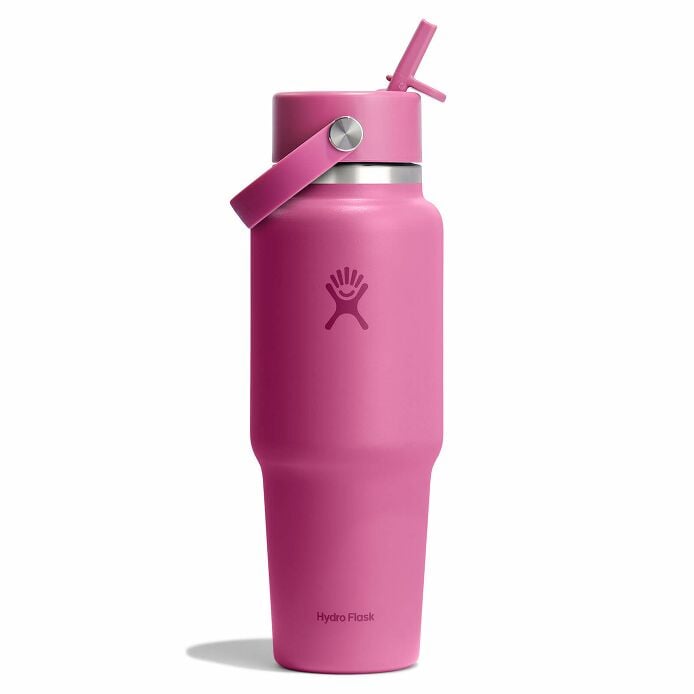 32 oz Wide Mouth Travel Bottle with Flex Straw Cap + Straw Cleaning Set